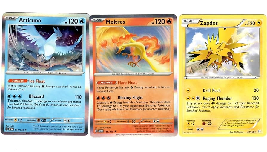 Amazon.co.jp: Articuno Moltres Zapdos - 伝説のポケモンカード